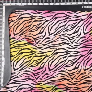 Pink And Yellow Animal Pattern Digital Print Crepe Fabric