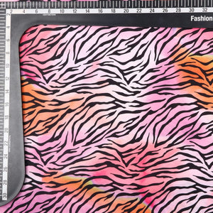 Pink And Orange Animal Pattern Digital Print Crepe Fabric