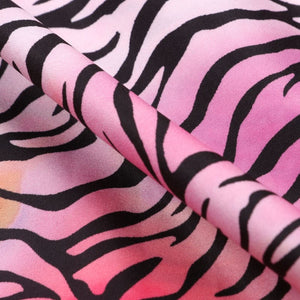 Pink And Orange Animal Pattern Digital Print Crepe Fabric