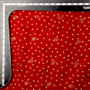 Red And Yellow Polka Dots Pattern Screen Print Cotton Fabric