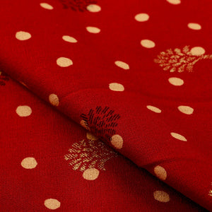 Red And Yellow Polka Dots Pattern Screen Print Cotton Fabric