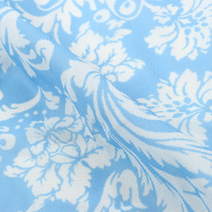 Sky Blue And White Floral Pattern Digital Print Georgette Fabric