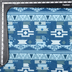 Blue And White Ethnic Pattern Digital Print Georgette Fabric