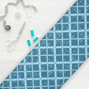 Sapphire Blue And White Chevron Pattern Digital Print Georgette Fabric