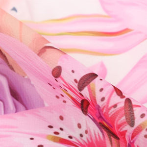 Off White And Pink Floral Pattern Digital Print Georgette Fabric