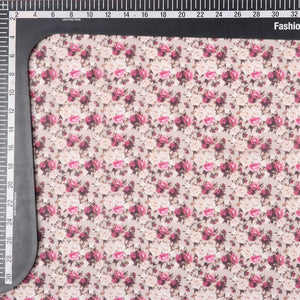 Pink And Beige Floral Pattern Digital Print Georgette Fabric