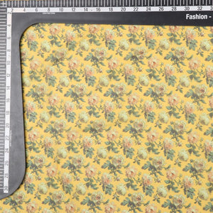 Yellow And Peach Floral Pattern Digital Print Georgette Fabric