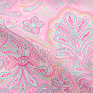 Pink And Turquoise Paisley Pattern Digital Print Georgette Fabric