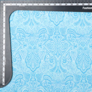 Sky Blue And White Paisley Pattern Digital Print Georgette Fabric