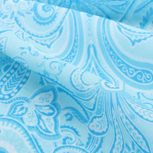 Sky Blue And White Paisley Pattern Digital Print Georgette Fabric