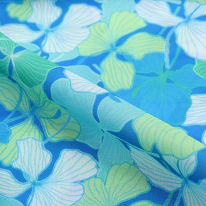 Green And Blue Floral Pattern Digital Print Georgette Fabric