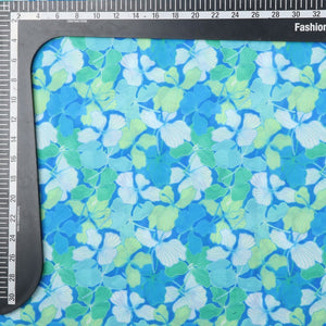 Green And Blue Floral Pattern Digital Print Georgette Fabric