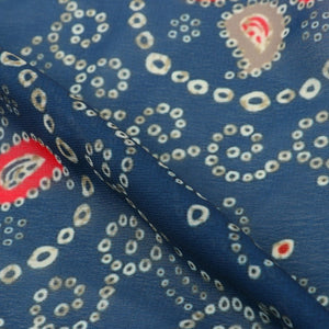 Steel Blue And Red Bandhani Pattern Digital Print Georgette Fabric