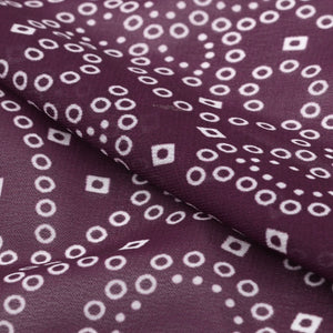 Dark Purple And White Bandhani Pattern Digital Print Georgette Fabric