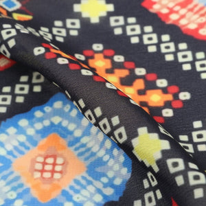 Multi Color Bandhani Pattern Digital Print Georgette Fabric