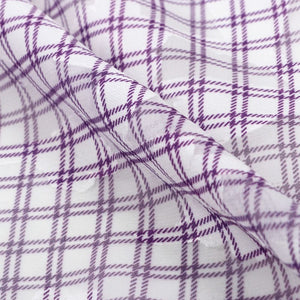 White And Purple Checks Pattern Digital Print Georgette Jacqaurd Fabric