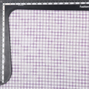 White And Purple Checks Pattern Digital Print Georgette Jacqaurd Fabric