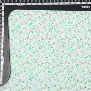 Green And Dark Pink Floral Pattern Digital Print Georgette Jacqaurd Fabric