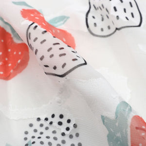 Red And White Strawberry Pattern Digital Print Georgette Jacquard Fabric