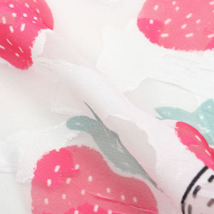 Pink And White Strawberry Pattern Digital Print Georgette Jacquard Fabric