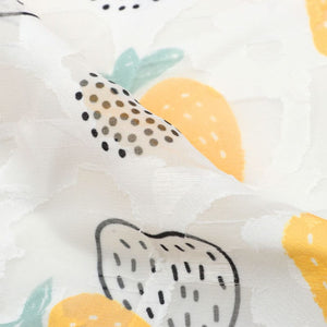 Yellow And White Strawberry Pattern Digital Print Georgette Jacquard Fabric