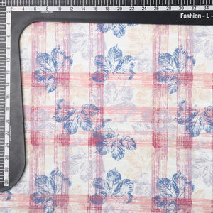 Multi Color Leaf Pattern Digital Print Stripe Jacquard Georgette Fabric