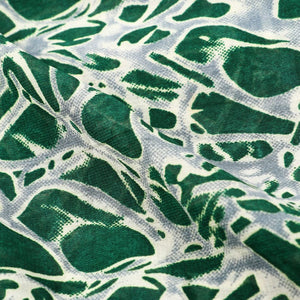 Green And White Abstract Pattern Screen Print Georgette Fabric (Bulk)