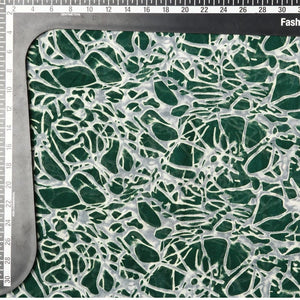 Green And White Abstract Pattern Screen Print Georgette Fabric (Bulk)