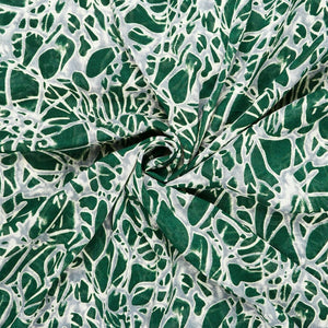 Green And White Abstract Pattern Screen Print Georgette Fabric (Bulk)