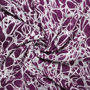 Burgundy And White Abstract Pattern Screen Print Georgette Fabric (Bulk)