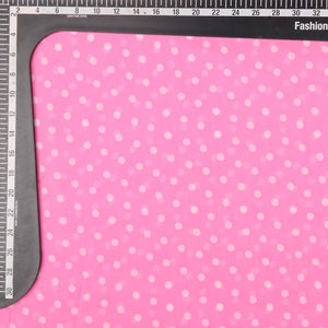 Pink And White Polka Dots Pattern Screen Print Georgette Fabric (Bulk)