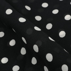 Black And White Polka Dots Pattern Screen Print Georgette Fabric