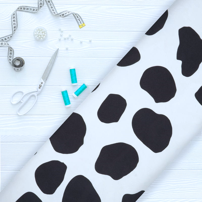 Black And White Animal Pattern Digital Print Japan Satin Fabric – Fabmyntra