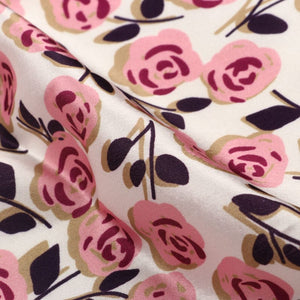 Pink And White Floral Pattern Digital Print Japan Satin Fabric