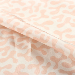 White And Peach Abstract Pattern Digital Print Japan Satin Fabric