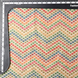 Multi Color Chevron Pattern Digital Print Japan Satin Fabric