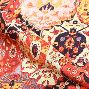 Red And Yellow Mandana Pattern Digital Print Japan Satin Fabric