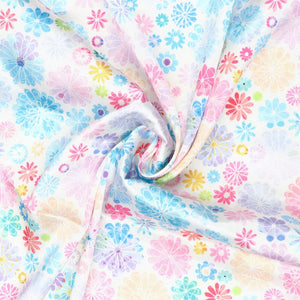 Multi Color Floral Pattern Digital Print Japan Satin Fabric