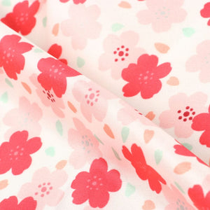 Pinkish Red And White Floral Pattern Digital Print Japan Satin Fabric