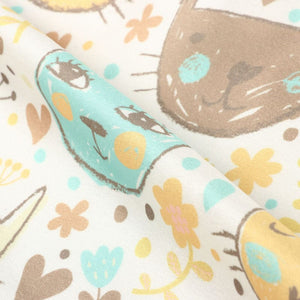 Brown And Yellow Kids Pattern Digital Print Japan Satin Fabric