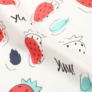 White And Red Kids Pattern Digital Print Japan Satin Fabric