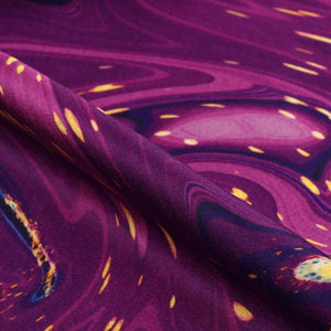 Navy Blue And Purple Tie & Dye Pattern Digital Print Japan Satin Fabric