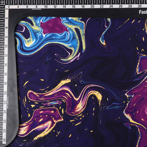 Navy Blue And Purple Tie & Dye Pattern Digital Print Japan Satin Fabric