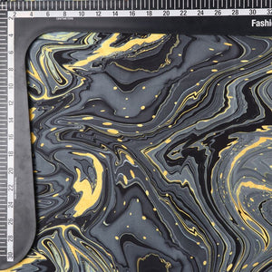 Grey And Black Tie & Dye Pattern Digital Print Japan Satin Fabric