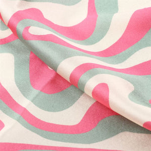 Pink And Grey Tie & Dye Pattern Digital Print Japan Satin Fabric