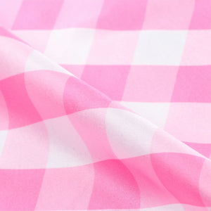 Pink And White Checks Pattern Digital Print Japan Satin Fabric