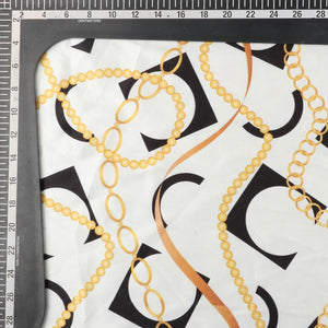 White And Black Chain Pattern Digital Print Japan Satin Fabric