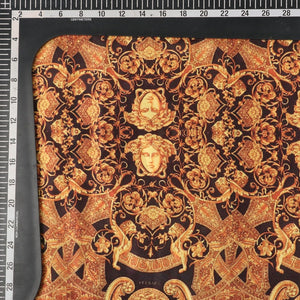 Black And Gold Victorian Pattern Digital Print Japan Satin Fabric