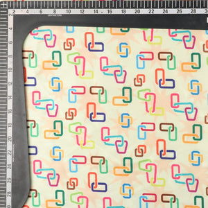 Multi Color Geometric Pattern Digital Print Japan Satin Fabric