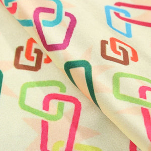 Multi Color Geometric Pattern Digital Print Japan Satin Fabric